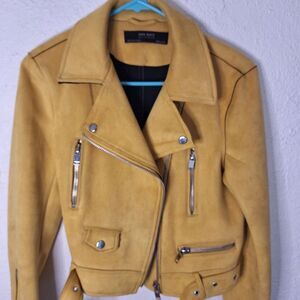 Zara Mustard Suede Moto Jacket Medium
